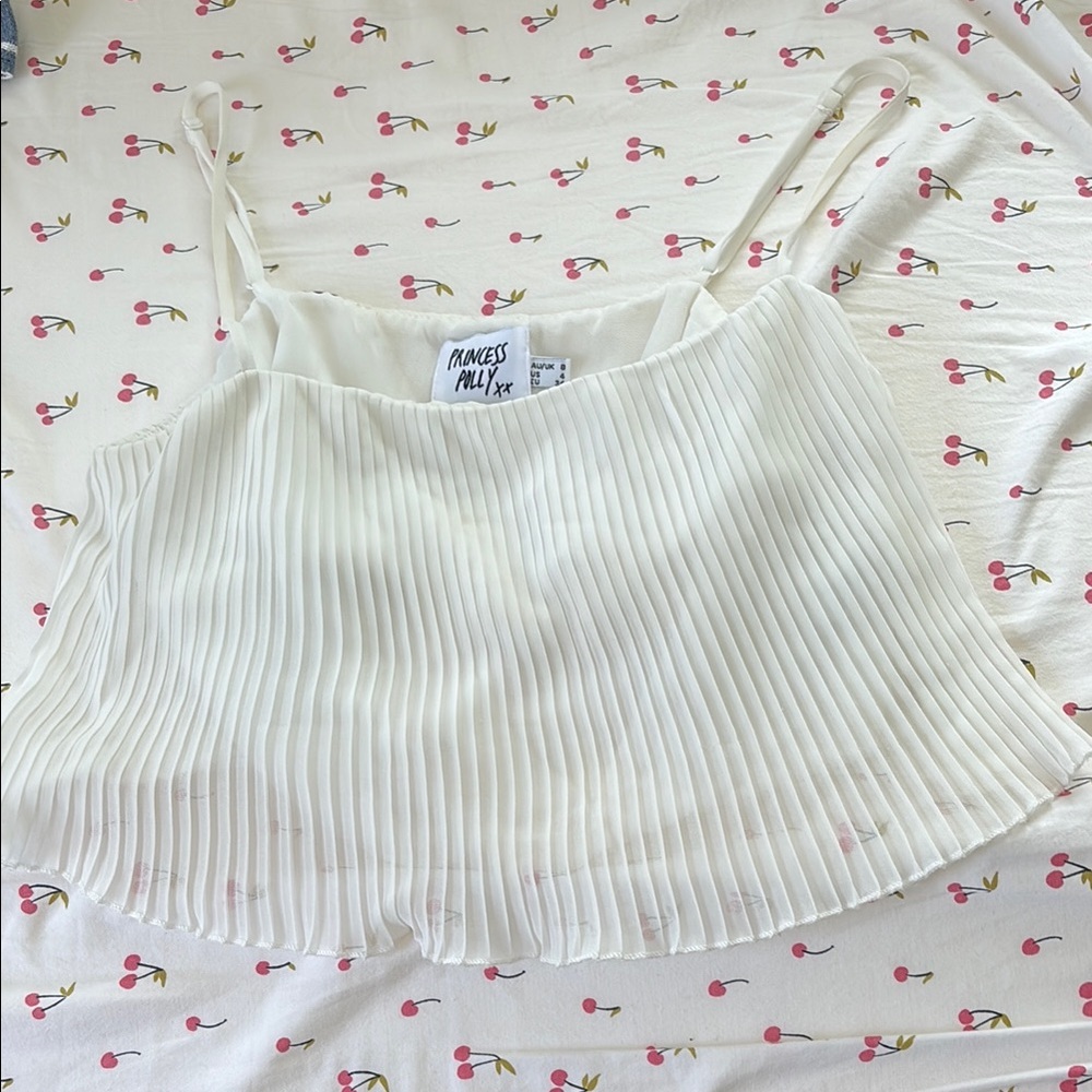 Princess Polly White Pleated Women's Top
